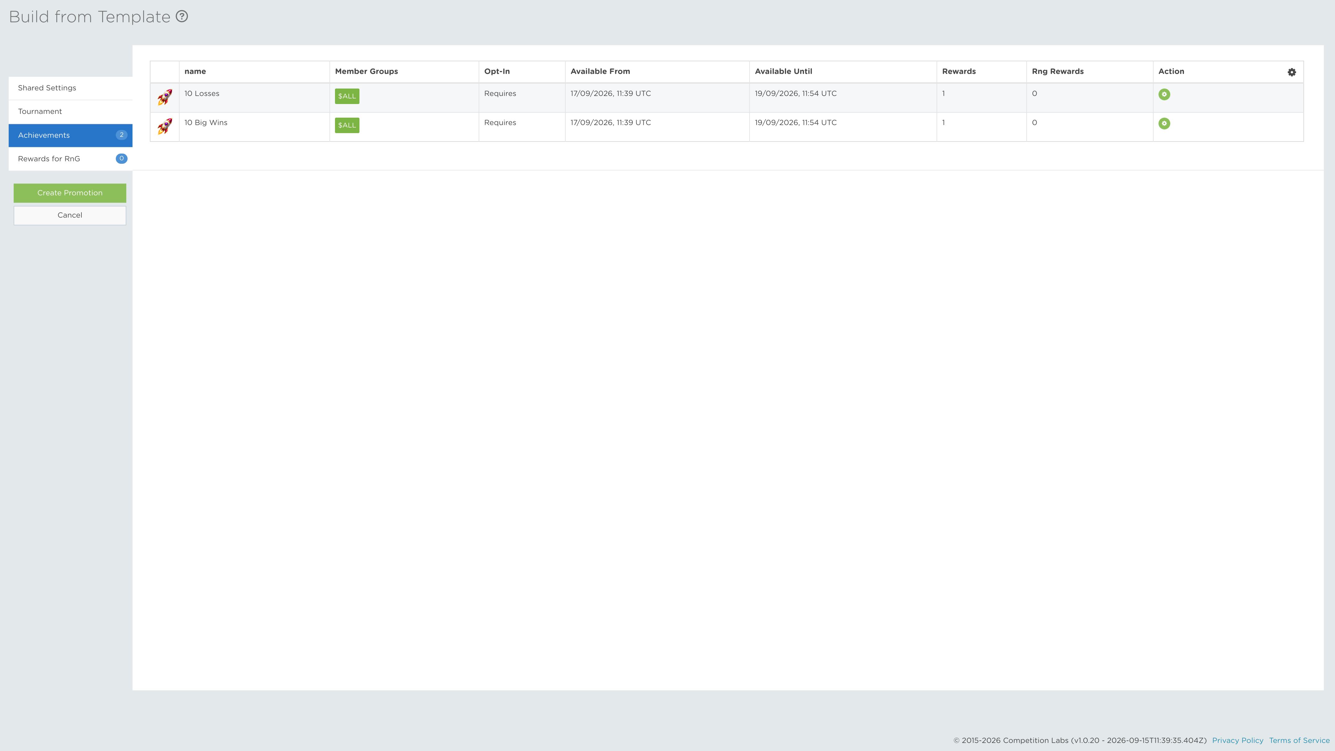 Flow Template Achievements tab